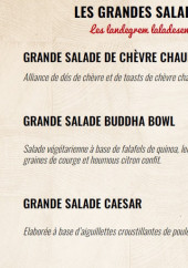 Menu La Boucherie - Les salades