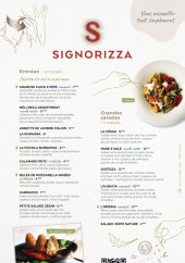 Menu Signorizza - SUR PLACE - entrées et salades