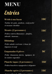 Menu Le Comptoir du Chalet - Les entrées