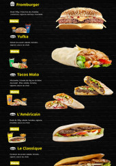 Menu O'Malo - Le fromburger, tacos et sandwiches