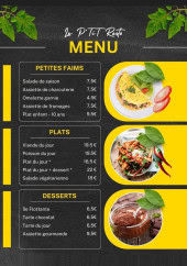 Menu Le p'tit resto - Les plats suite, petites faims et desserts