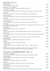 Menu Ciao Bella - Pizzas