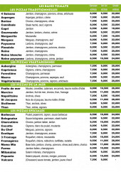 Menu Mama Mia - les pizzas base tomate