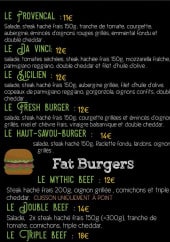 Menu Fresh Food - Les burgers suite et extras