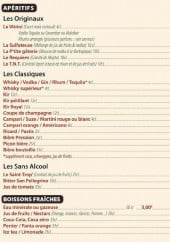 Menu Les Tontons Flingueurs - Les apéritifs et boissons fraîches