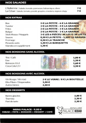 Menu Palace Kebab - Les salades, extras, ...