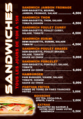 Menu Rotisserie Audun - Les sandwichs, boissons et extras