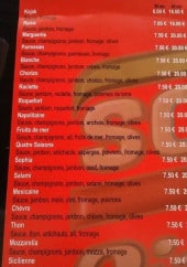 Menu SoS Pizza - Les pizzas