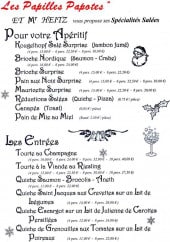 Menu Les Papilles Papotes - Les apéritifs et entrées