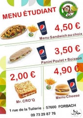 Menu Monkey''s - Menu étudiant