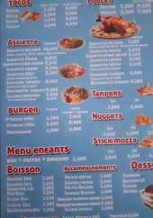 Menu O'pacha - Les assiettes, burgers et tacos,..