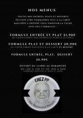 Menu Chez PP - Les menus