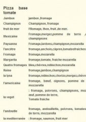 Menu La Tour de Pizz - pizza base  tomate