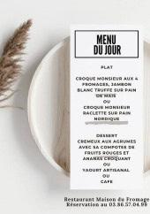 Menu Maison du Fromage - Exemple de menu du jour