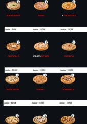 Menu Pizza Maestro - Les pizzas a base tomate