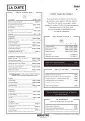 Menu Beerstro - Entrées, petit sucrée, brunch,.....