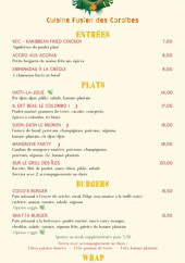 Menu Coco's - Les entrées, plats et burgers, ...