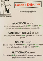 Menu Coffee Makers - Exemple de menu de la semaine