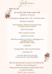 Menu Juliane Pâtisseries naturelles - Brunch