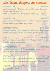 Menu La Dinette - Le home burger du moment