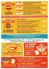 Menu La Dinette - Les home burgers, tartes salées...