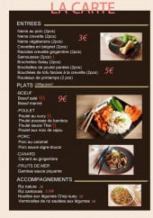 Menu Lucky Panda - Les entrées, les plats et les accompagnements 