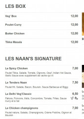 Menu Masala - Les box et naans