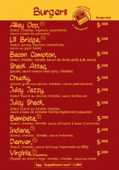 Menu Raptor Shack - Burgers