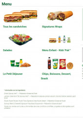 Menu Subway - La carte