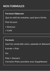 Menu Table N9uf - Formules