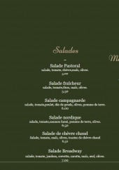 Menu Brodway Pizza - Salades et croques 