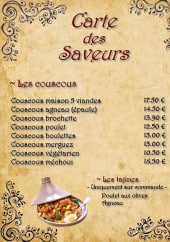 Menu Le palais du couscous - Les couscous et tajines