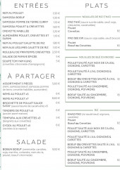 Menu Thaï Gourmet - Les entrées , plats,.....