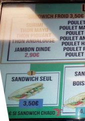 Menu La mi doré - Les sandwichs