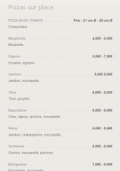 Menu Festi Pizza - Les pizzas base toame