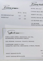 Menu A l’Ardoise - Les bières, softs et eaux