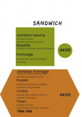 Menu La cabane aux délices - Les sandwichs