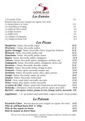Menu Côté Sud - Les entrées, pizzas et poissons