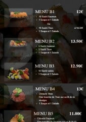 Menu He's Sushi - Les menus: B1, B2...