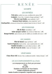 Menu Renée - Les entrées, poissons et viandes, ...