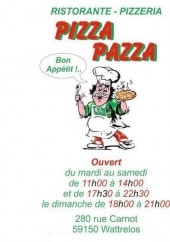 Menu Pizza Pazza - Carte et menu Pizza Pazza Wattrelos