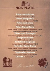 Menu Roma Roma - Plats