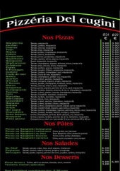 Menu Del Cugini - Pizza, pâtes, salades,...