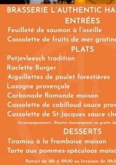 Menu L'Authentic - Les entrées, plats et desserts