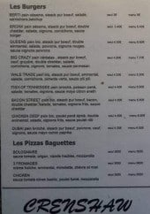 Menu Crenshaw - Burgers et pizzas