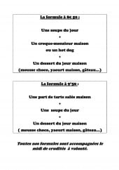 Menu Le chamalo - Formules