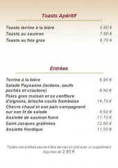 Menu La Bascule - Toast, entrees