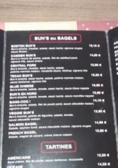 Menu Boston Company - Les bagels, tartines, ...