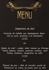 Menu L'Un des Sens - menu