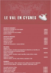 Menu Le val en cygnes - Les entrées chaudes, les entrées froides,.....